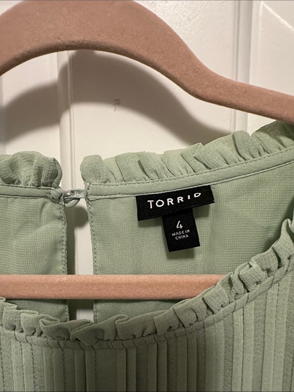 torrid Sage Green Ruffle Yoke Blouse - Picture 2 of 5